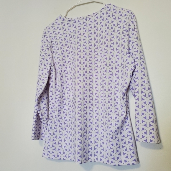 J McLaughlin Purple and White Print Top - Picture 5 of 9